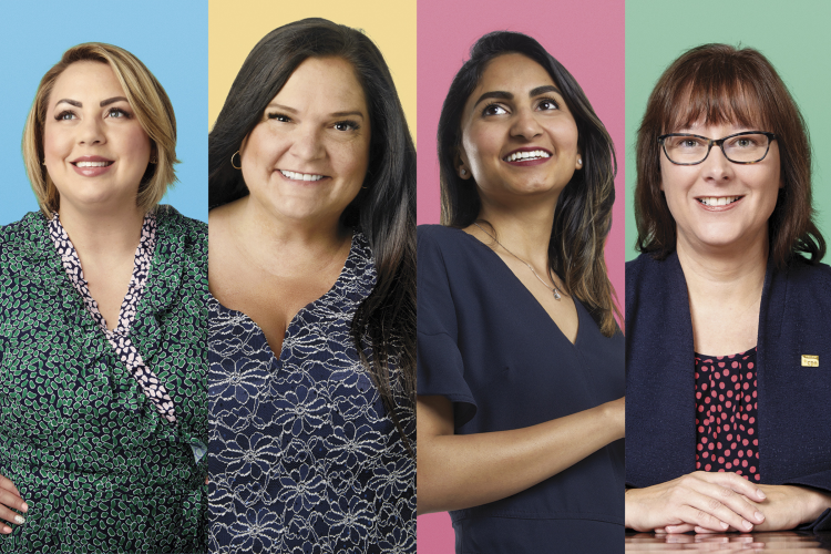 Photographs of the four women featured in the article are spliced together..