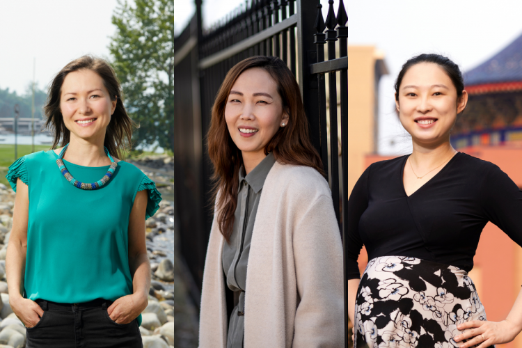 Photographs of the three women featured in the article are spliced together.