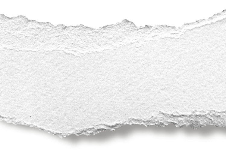 A torn piece of white paper