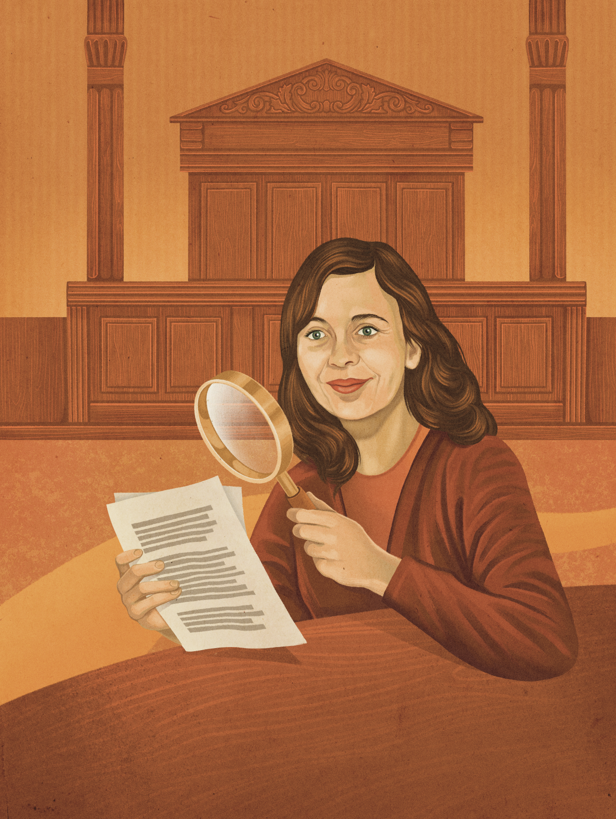 An illustrated version of Bailey Rivard CPA, CA•IFA, CBV, CFE, CFF holding a magnifying glass to a document.